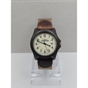 Timex Expedition Camper Mens Watch Indiglo Date Brown Strap Dial New Battery